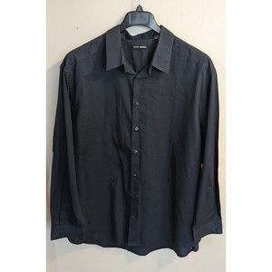 John Henry Men's 2X Navy Blue Pinstripe Dress Button Front Shirt
